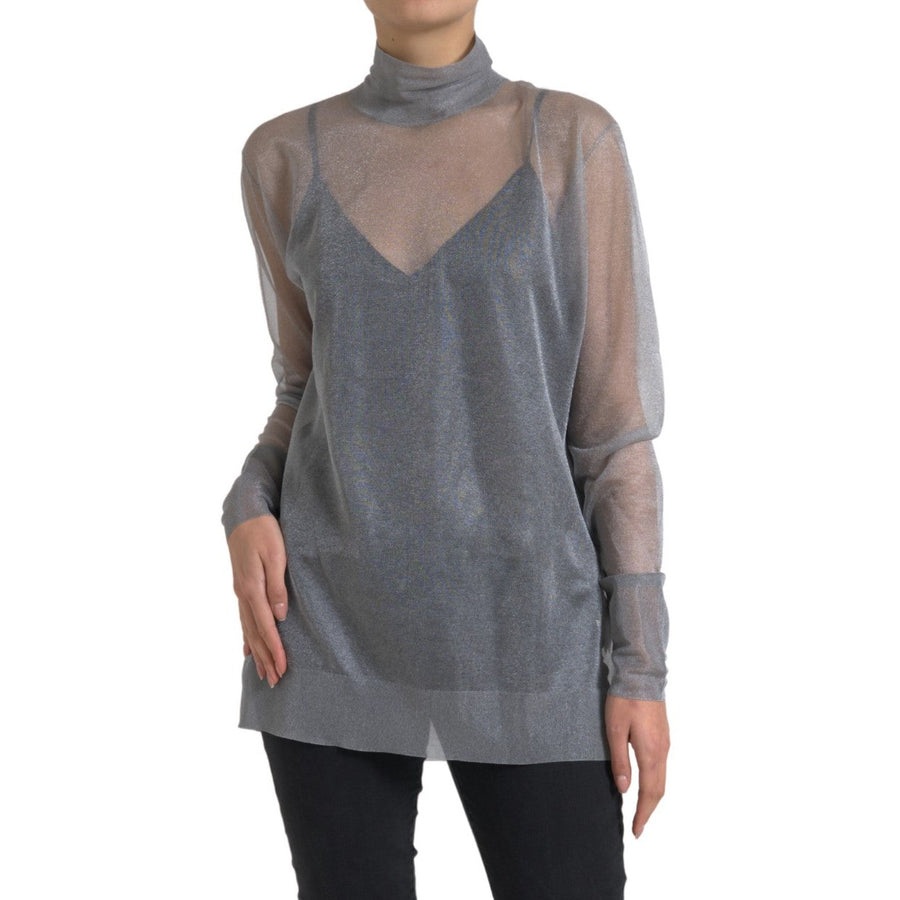 Dolce & Gabbana Elegant Gray Long Sleeve Mesh Top