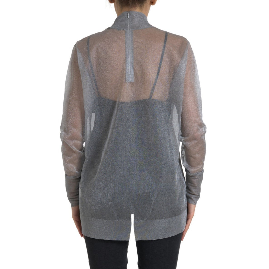 Dolce & Gabbana Elegant Gray Long Sleeve Mesh Top