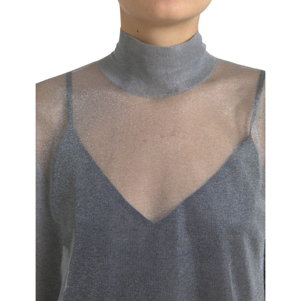 Dolce & Gabbana Elegant Gray Long Sleeve Mesh Top