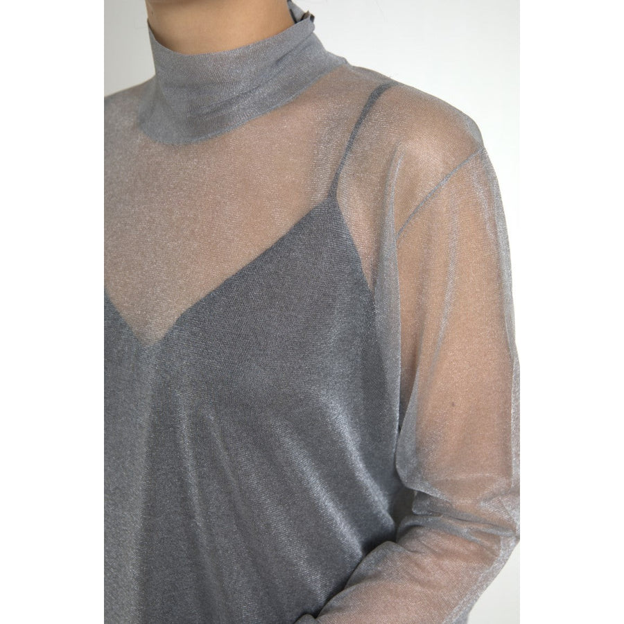 Dolce & Gabbana Elegant Gray Long Sleeve Mesh Top