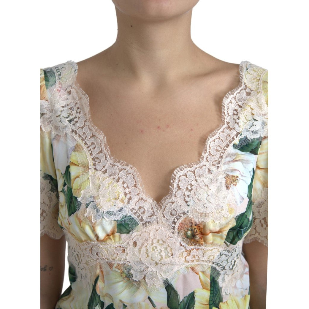 Dolce & Gabbana Elegant Floral Print Silk Blouse