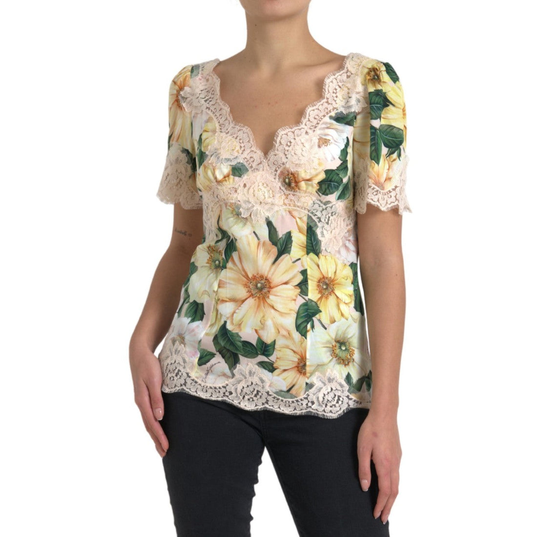 Dolce & Gabbana Elegant Floral Print Silk Blouse