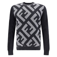 Fendi Chic Grey Wool Iconic Logo Sweater