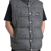 Dolce & Gabbana Elegant Chevron Knit Wool Blend Vest Jacket