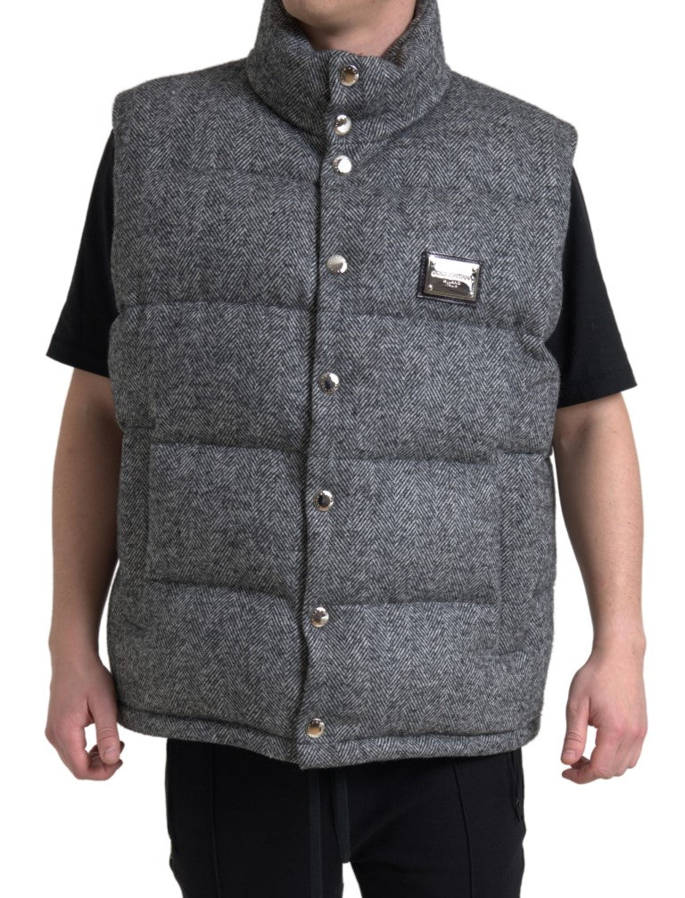 Dolce & Gabbana Elegant Chevron Knit Wool Blend Vest Jacket