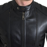 Dolce & Gabbana Sleek Black Leather Biker Jacket