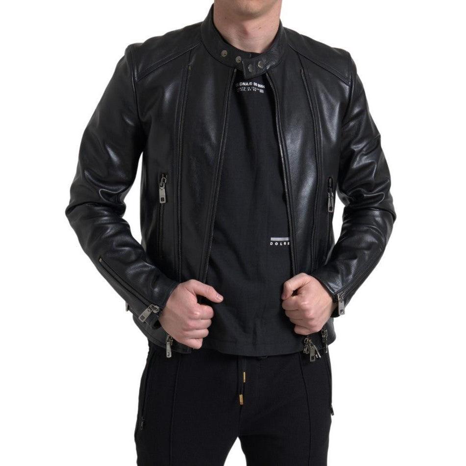 Dolce &amp; Gabbana Sleek Black Leather Biker Jacket