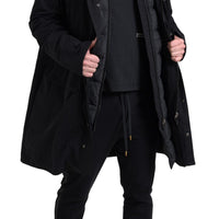 Dolce & Gabbana Elegant Black Hooded Trench Coat