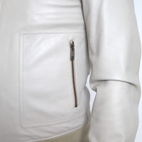 Dolce & Gabbana Cream Leather Bomber Jacket