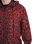 Dolce & Gabbana Red Leopard Hooded Bomber Jacket