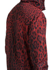 Dolce & Gabbana Red Leopard Hooded Bomber Jacket