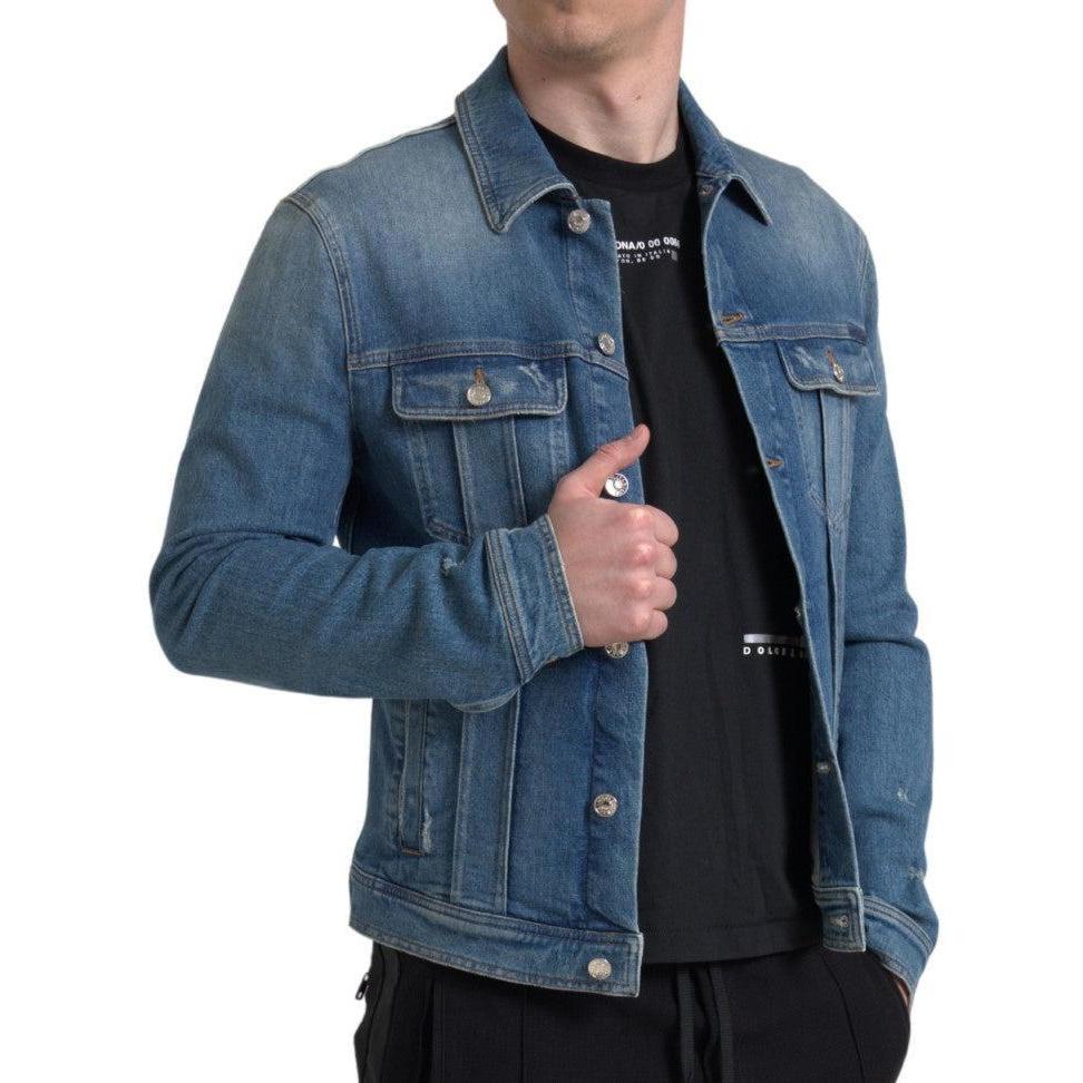 Dolce &amp; Gabbana Elegant Blue Denim Stretch Jacket