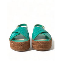 Dolce & Gabbana Elegant Green Espadrille Platform Sandals