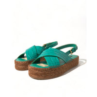 Dolce & Gabbana Elegant Green Espadrille Platform Sandals