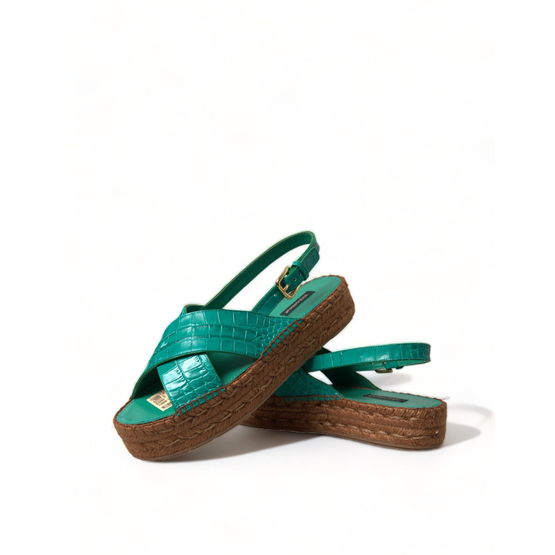 Dolce & Gabbana Elegant Green Espadrille Platform Sandals