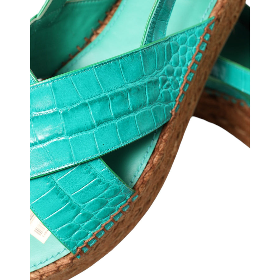 Dolce & Gabbana Elegant Green Espadrille Platform Sandals