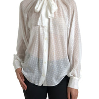 Dolce & Gabbana Elegant Sheer Silk Button-Up Blouse