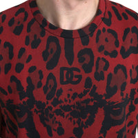 Dolce & Gabbana Red Leopard Print Cotton Tank Top