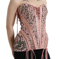 Dolce & Gabbana Silken Nylon Bustier Corset Top in Pink