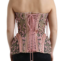 Dolce & Gabbana Silken Nylon Bustier Corset Top in Pink