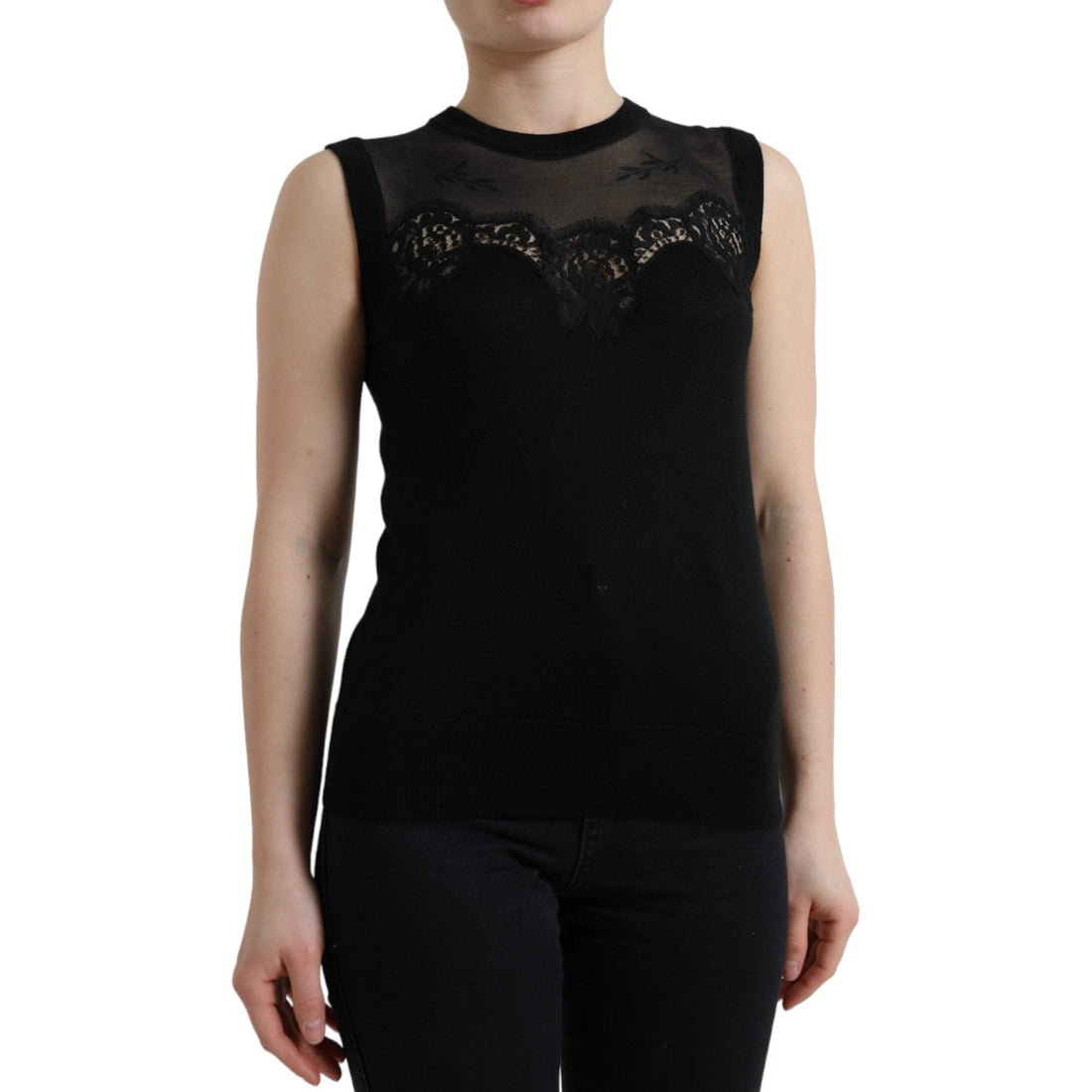 Dolce & Gabbana Elegant Lace Trim Sleeveless Tank Top