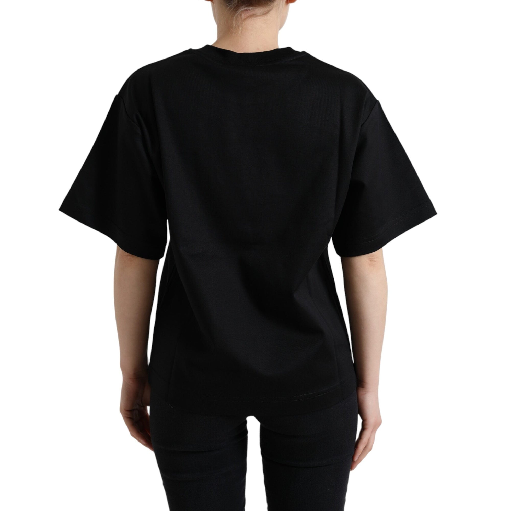 Dolce &amp; Gabbana Elegant Black Crystal-Embellished T-Shirt