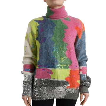 Dolce & Gabbana Multicolor Mohair Stripe Turtleneck Sweater