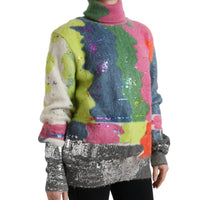 Dolce & Gabbana Multicolor Mohair Stripe Turtleneck Sweater