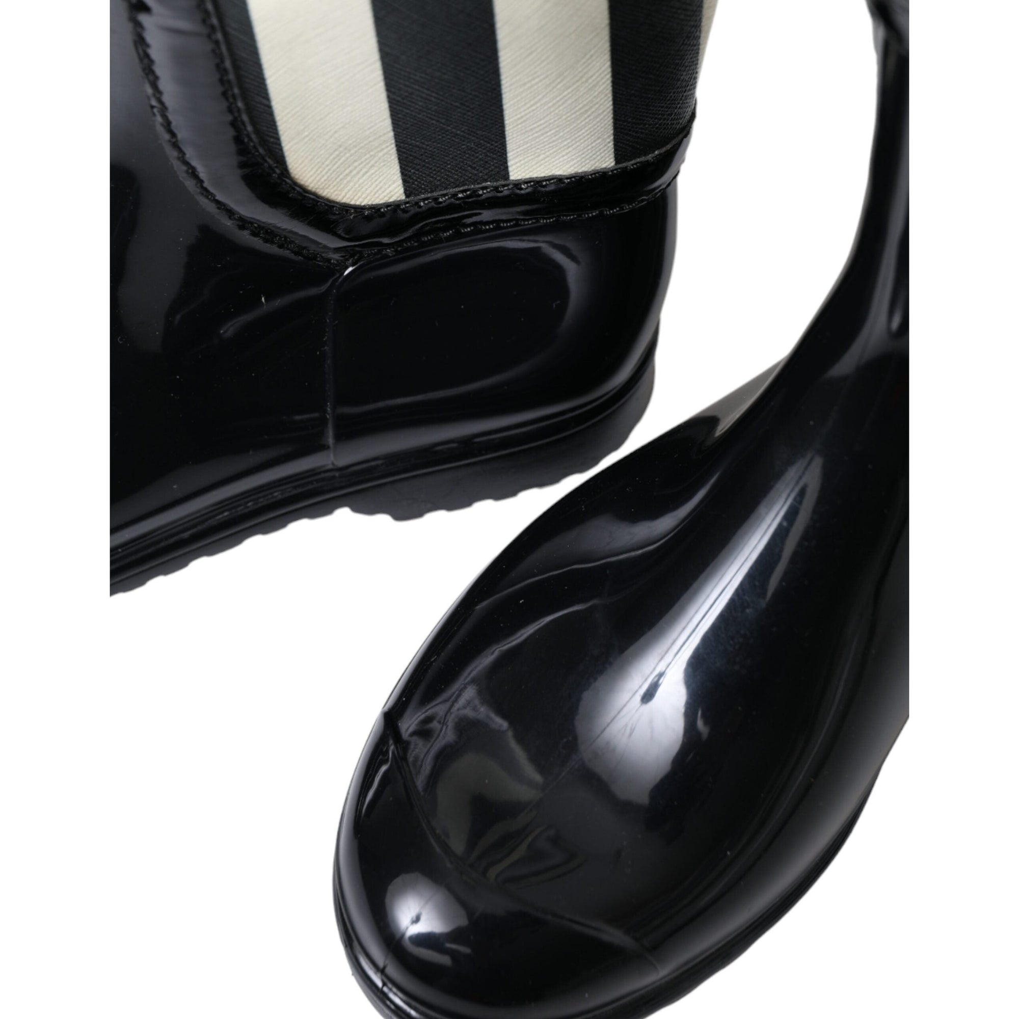 Dolce &amp; Gabbana Black and White Striped Knee High Boots
