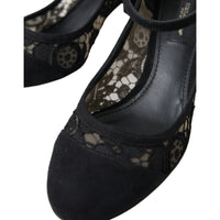 Dolce & Gabbana Elegant Suede Mary Jane Lace Heels