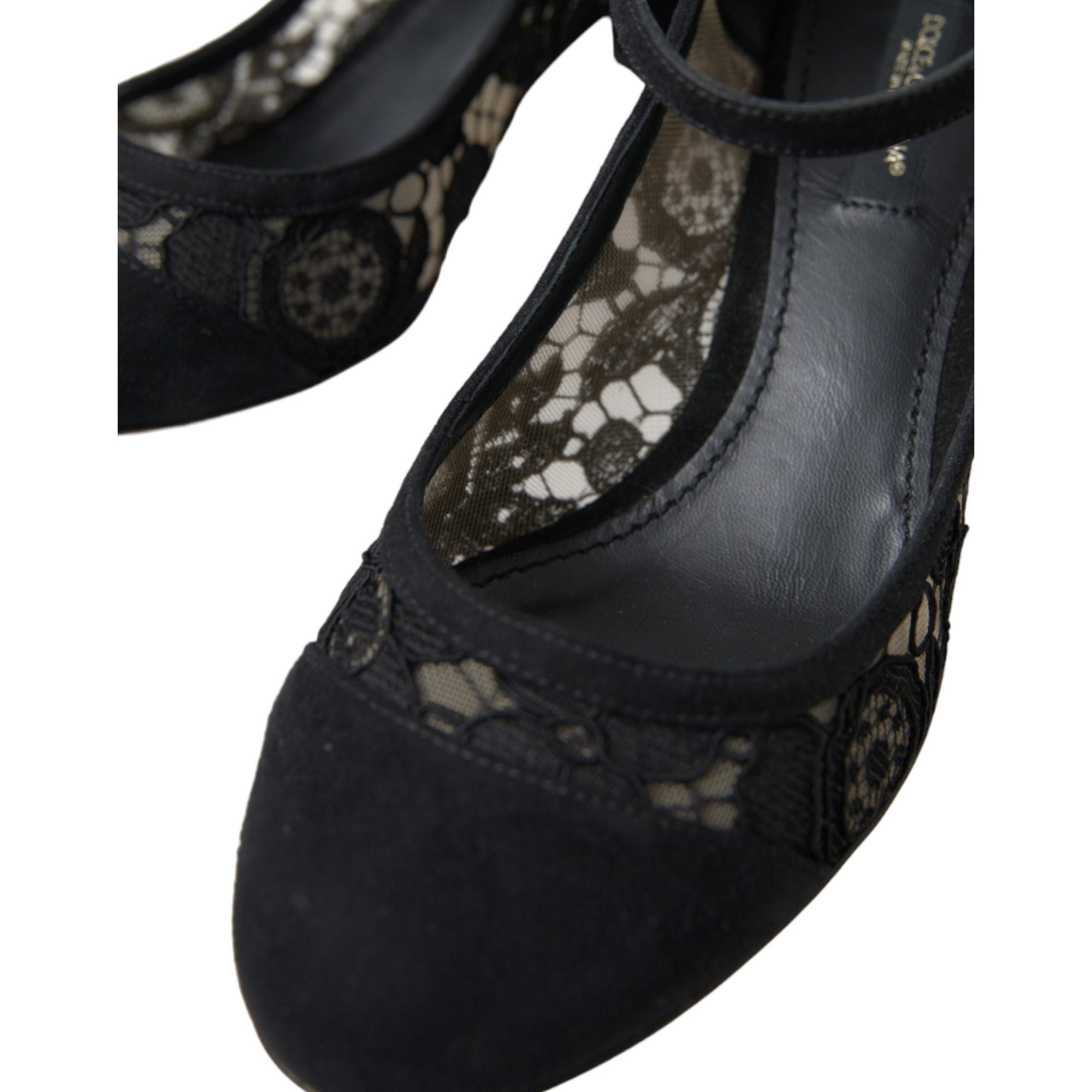 Dolce &amp; Gabbana Elegant Suede Mary Jane Lace Heels