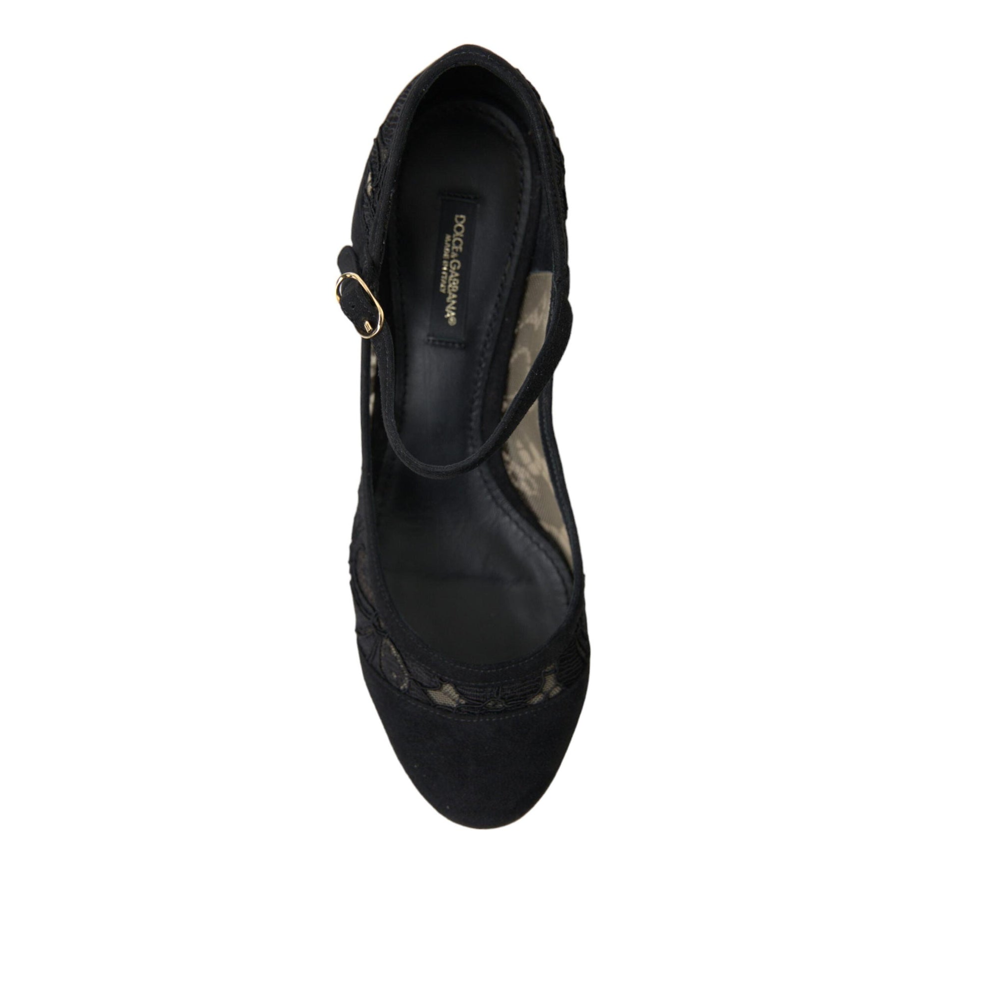 Dolce &amp; Gabbana Elegant Suede Mary Jane Lace Heels