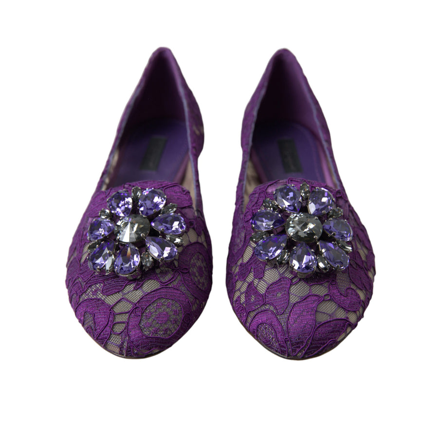 Dolce & Gabbana Elegant Floral Lace Vally Flat Shoes