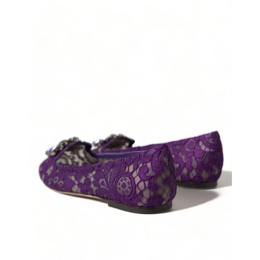 Dolce & Gabbana Elegant Floral Lace Vally Flat Shoes