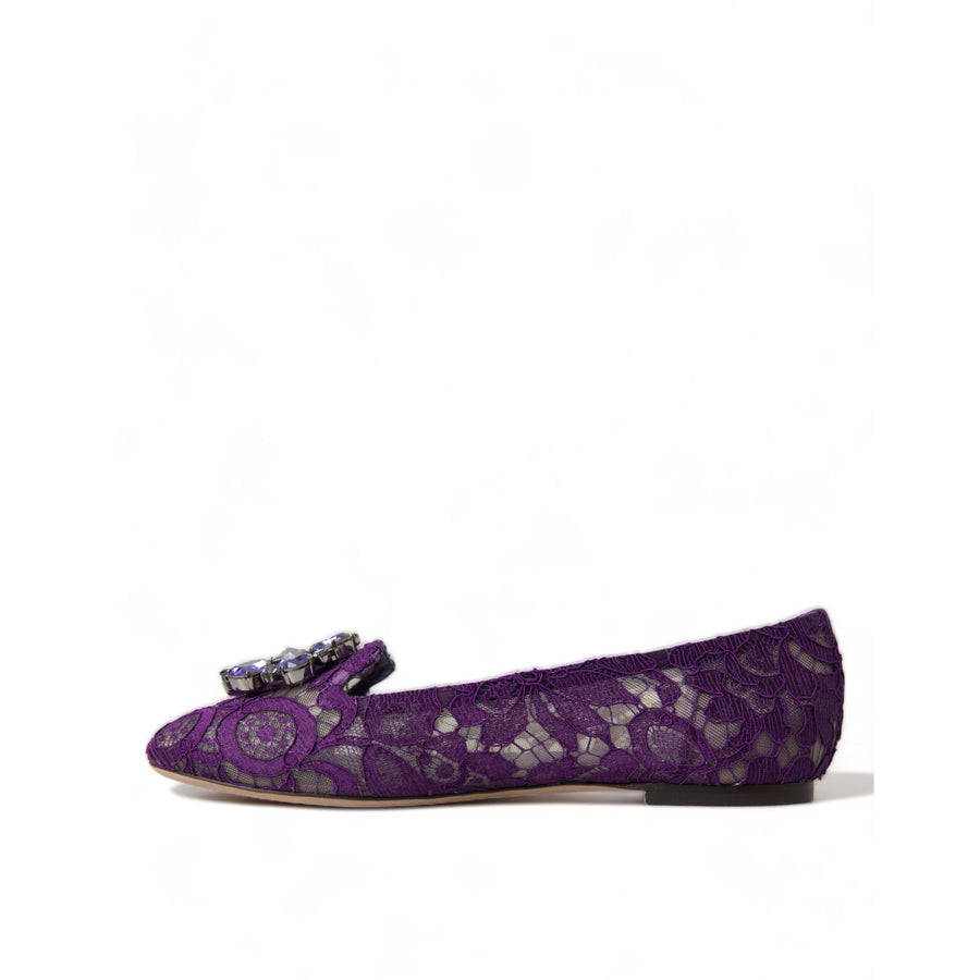 Dolce & Gabbana Elegant Floral Lace Vally Flat Shoes