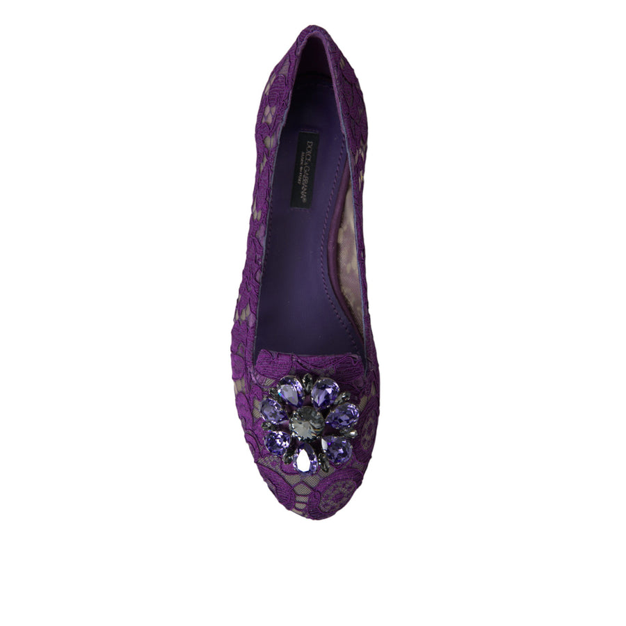 Dolce & Gabbana Elegant Floral Lace Vally Flat Shoes