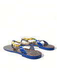 Dolce & Gabbana Elegant Blue Leather Flat Sandals