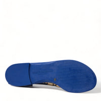 Dolce & Gabbana Elegant Blue Leather Flat Sandals