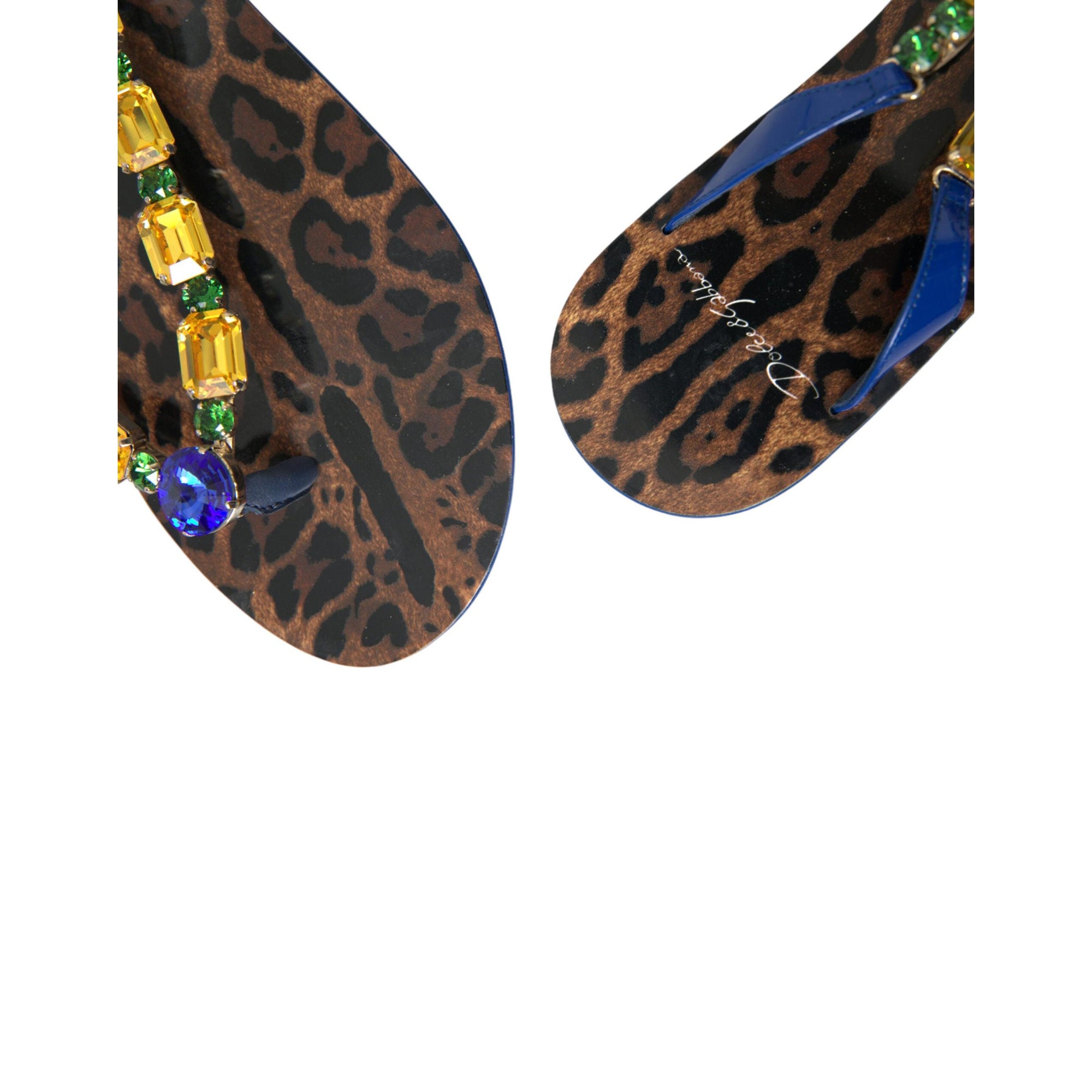 Dolce &amp; Gabbana Elegant Blue Leather Flat Sandals