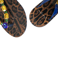 Dolce & Gabbana Elegant Blue Leather Flat Sandals