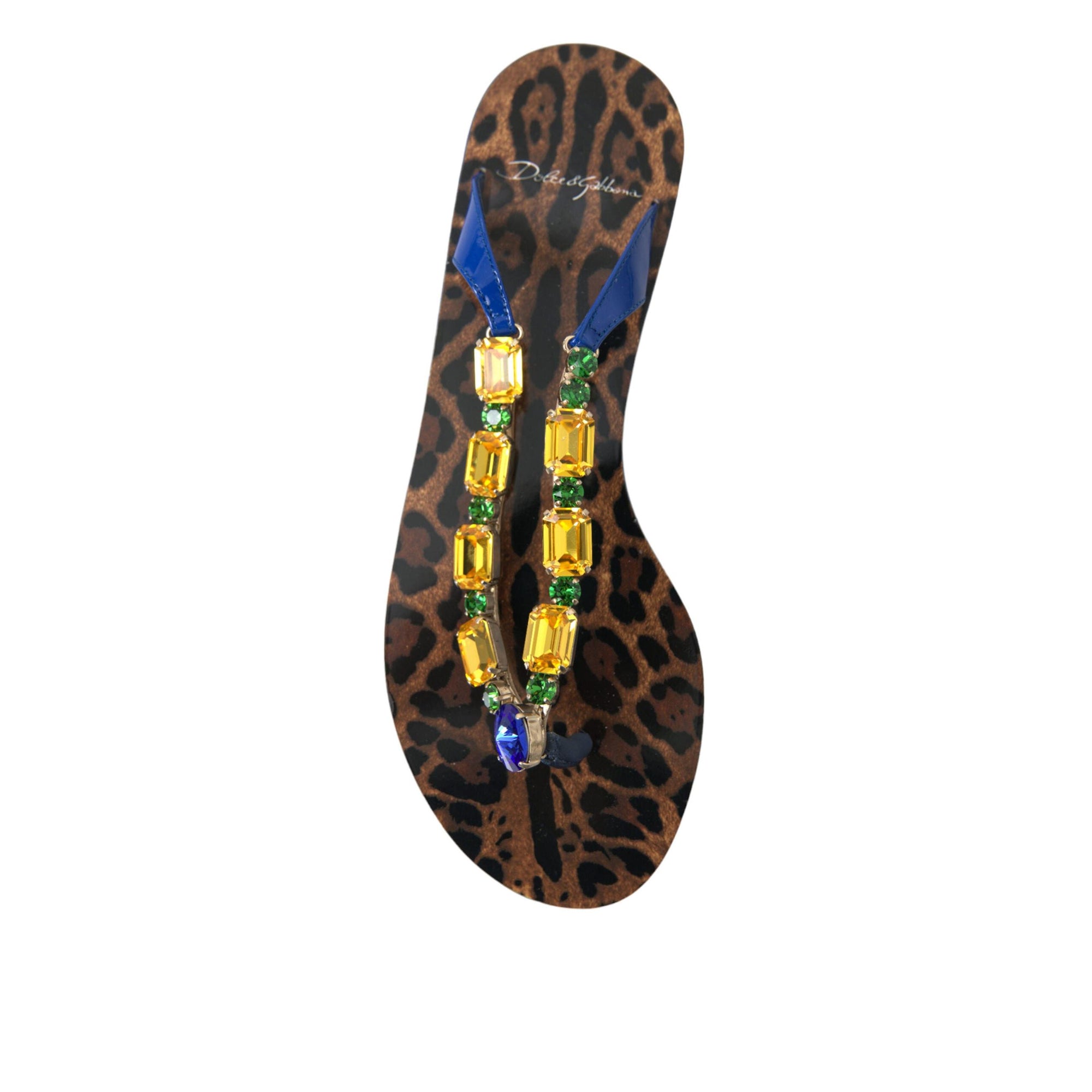 Dolce &amp; Gabbana Elegant Blue Leather Flat Sandals