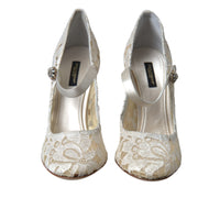 Dolce & Gabbana Chic Lace Block Heels Sandals in Cream White