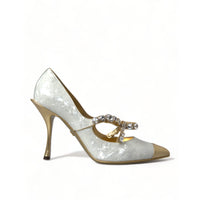 Dolce & Gabbana Elegant White Patent Crystal Bow Heels