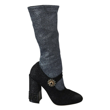 Dolce & Gabbana Glamorous Crystal-Embellished Booties