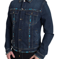 Dolce & Gabbana Embellished Turquoise Denim Jacket