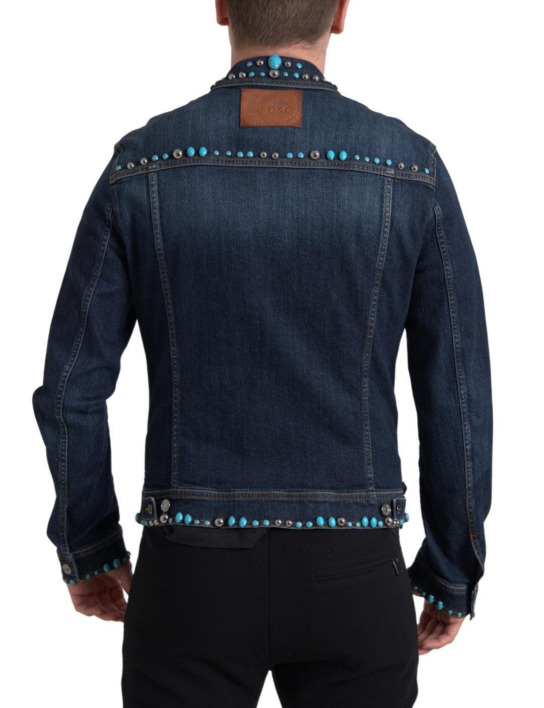 Dolce &amp; Gabbana Embellished Turquoise Denim Jacket