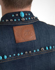 Dolce & Gabbana Embellished Turquoise Denim Jacket