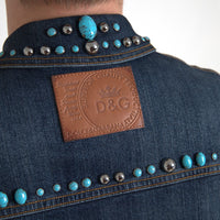 Dolce & Gabbana Embellished Turquoise Denim Jacket