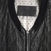 Dolce & Gabbana Elegant Black Leather Bomber Jacket