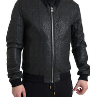 Dolce & Gabbana Elegant Black Leather Bomber Jacket